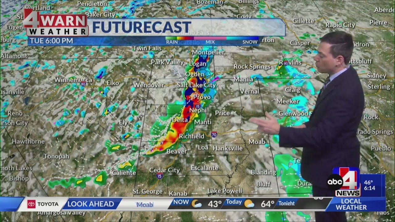 Valley rain and mountain snow begins in Utah as storm rolls in - YouTube