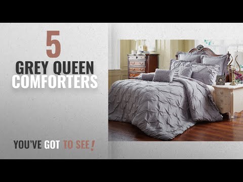 top-10-grey-queen-comforters-[2018]:-unique-home-8-piece-reversible-pinch-pleat-comforter-set-fade