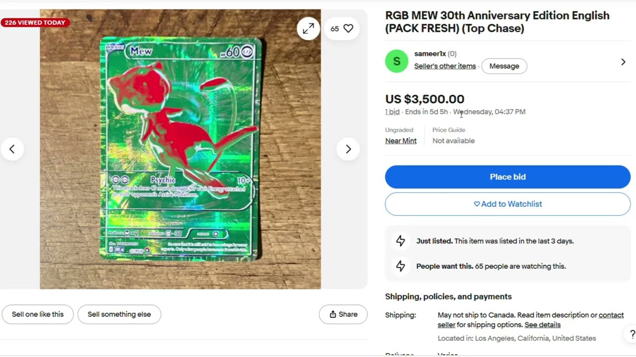 RGB Mew Ebay Sales Sept.18, 2026 Pokémon 30th Anniversary - YouTube