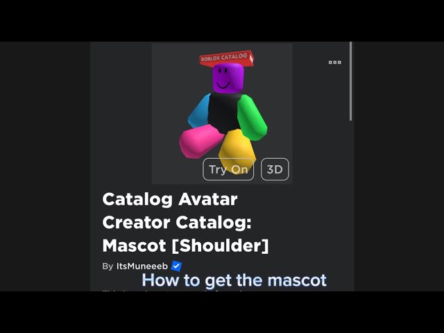 Catalog Avatar Creator: Mascot [Right Shoulder]'s Code & Price - RblxTrade