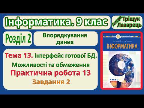 Тема 13. Інтерфейс готової БД. Завдання 2 | 9 клас | Тріщук