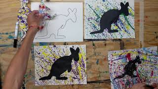 Jackson Pollack Inspired Kangaroo Art for Kids