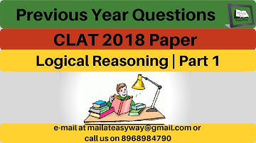 #CLAT_2020| Previous Year Questions | #Logical_Reasoning | #CLAT_2018 Paper | Part 1