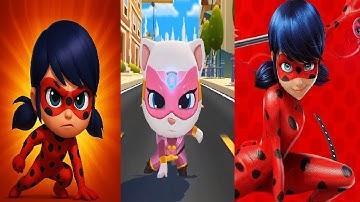 Talking Tom Hero Dash New Character  Miraculous Ladybug VS  ANGELA VS  Miraculous Ladybug & Cat Noir