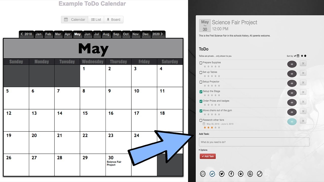 Make an online html calendar with events and checkable tasks YouTube
