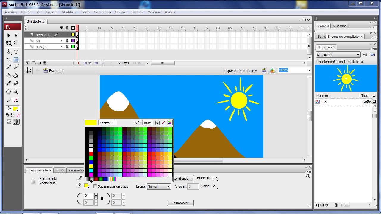 Animación básica en flash con capas, clips gráficos y de película ...