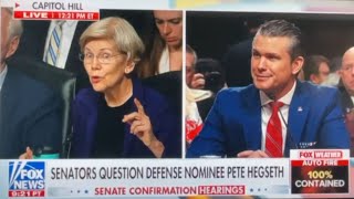 Senator Warren shredded by Pete Hegseth, is laughed at and ridiculed during confirmation hearings.