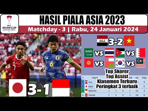 Hasil Piala Asia 2023 Hari Ini ~ Jepang vs Indonesia ~ Irak vs Vietnam Matchday Ke 3 2024