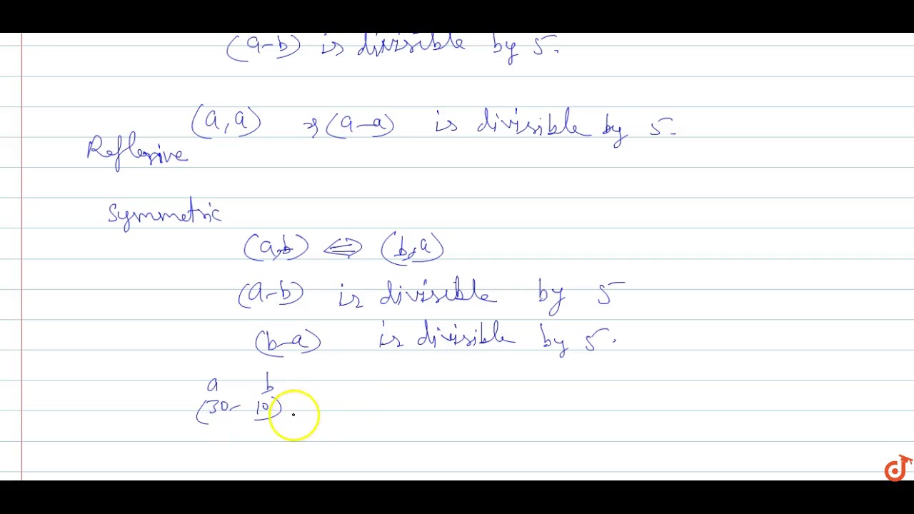 Let R A B A B In Z And A B Is Divisible By 5 Show That R Is An Equivalence Relation O Youtube