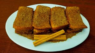 සිනමන් සුගර් ෆ්‍රෙන්ච් ටෝස්ට්️Cinnamon Sugar French Toast in Sinhala