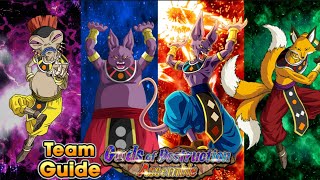 ARAK,CHAMPA,BEERUS,& LIQUIIR! Gathering of The Gods of Destruction TEAM BUILDING GUIDE STAGES 5-8!