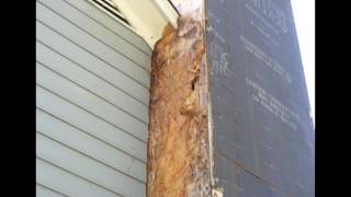 Chimney repair with low maintenance corner boards and siding