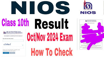 NIOS Class 10th Result 2025 Nios Class 10th Oct/Nov 2024 Exam Result Class 10