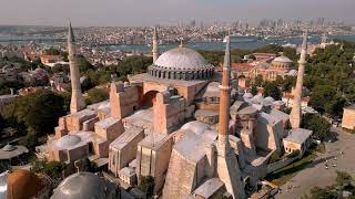 2023 Istanbul Hagia Sophia / Blue Mosque / Bosphorus Drone Stock Footage 4K
