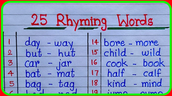 25 rhyming words |25 rhyming word in english | 25 rhyming pairs | 25 रायमिंग वर्डस |