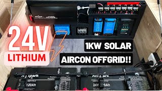 24v lithium battery system in offroad caravan ||  big solar system |  aircon off-grid