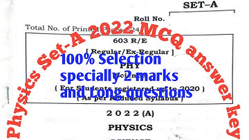 Physics Set-A Answer key 2022