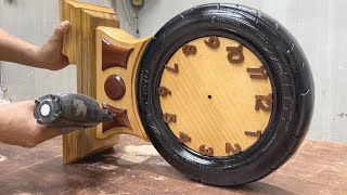 Great Recycling Idea From Old Tires // The Table Clock Design Has A Luxurious And Beautiful Design