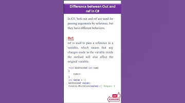 Difference between Out and Ref in C# #csharpinterviewquestions