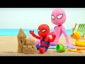 Spiderman baby  spidergirl play doh cartoons  superhero babies frozen elsa  hulk stop motion