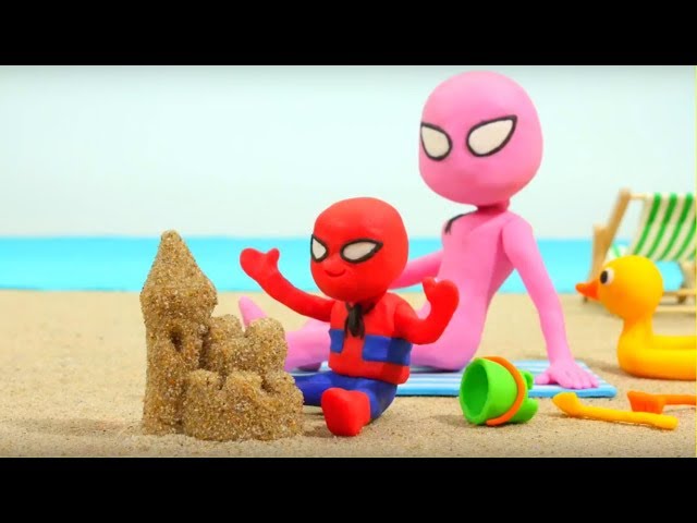 Spiderman Baby & Spidergirl Play Doh Cartoons - Superhero Babies, Frozen Elsa & Hulk Stop Motion class=