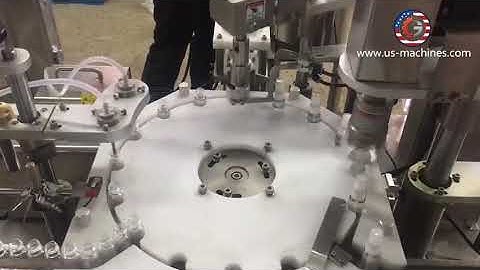 Automatic 6ml 10ml 30ml spray pump bottle rotary filling screw capping machine testing video