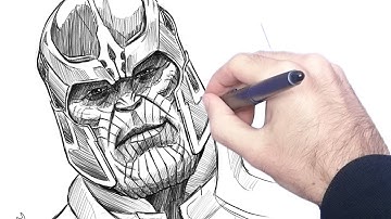 How to draw Thanos avengers tutorial narrated step by step
