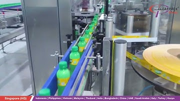 Automatic Hot Melt Roll Fed Labelling Machine @300 BPM for CSD PET Bottles- Clearpack