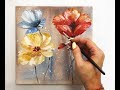 How to draw easy flowers painting/ Demonstration /Acrylic Technique on canvas by Julia Kotenko