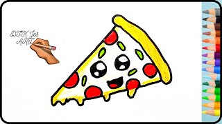 How to draw cute pizza | Qanday yoqimli pizza chizish mumkin |Как нарисовать милую пиццу|DFK Jes ART