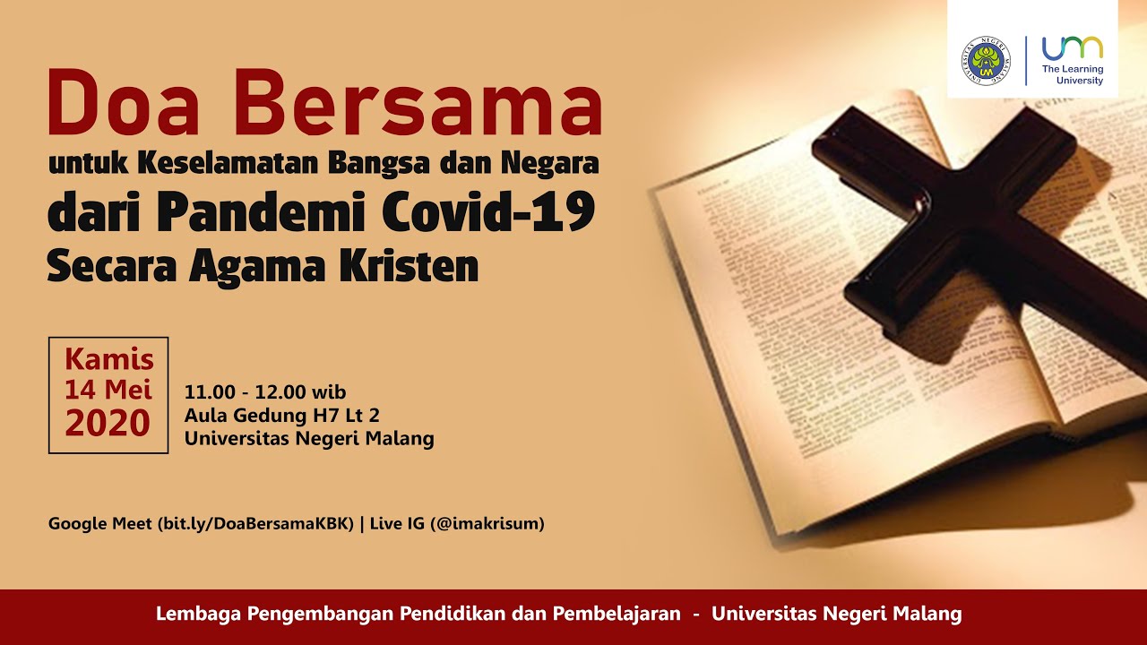 Um Channel Doa Bersama Untuk Bangsa Dan Negara Dari Pandemi Covid 19 Secara Agama Kristen 2020 Youtube