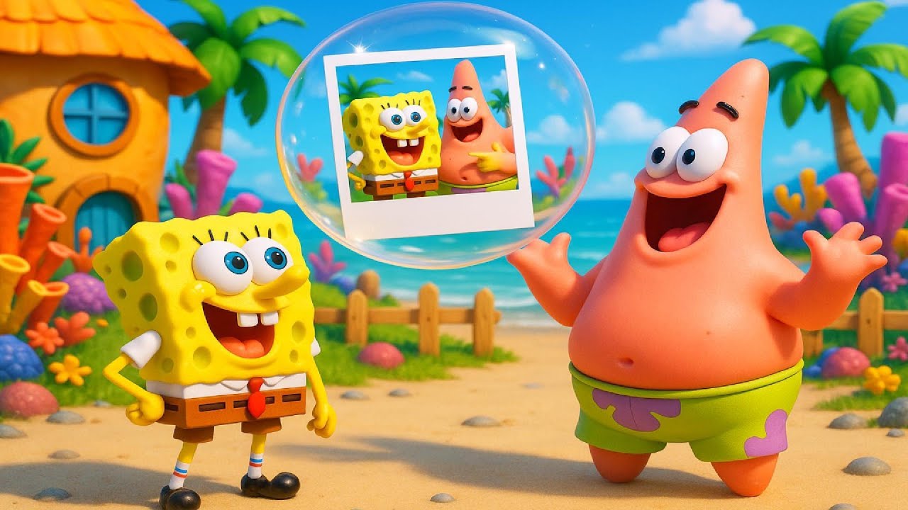 Beach Day Magic! SpongeBob & Patrick Find a Bubble with Their Photo! 🌴✨ | Funny SpongeBob Animation