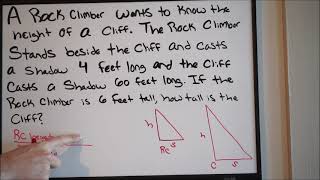 Proportion Problem - Rock Climber/Cliff - Find the Height of the Cliff
