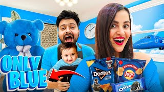 Eating & Buying Everything in BLUE COLOR CHALLENGE 💙🩵