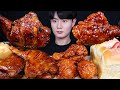 자메이카통다리 양념치킨 빵 디저트 치킨 먹방ASMR MUKBANG SPICY BBQ CHICKEN & FRIED CHICKEN チキン イチゴ パン eating sounds