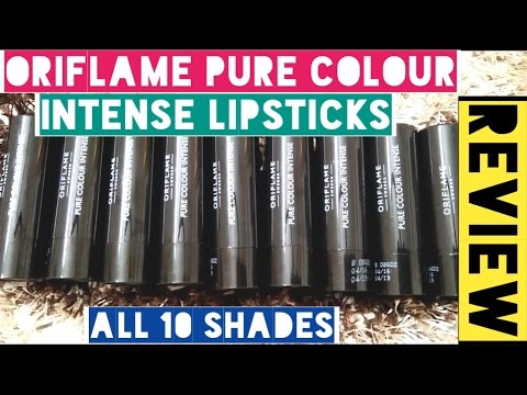 Oriflame Pure Colour Intense Lipsticks 10 shades Reviews&swatches including new rusty red shade. 