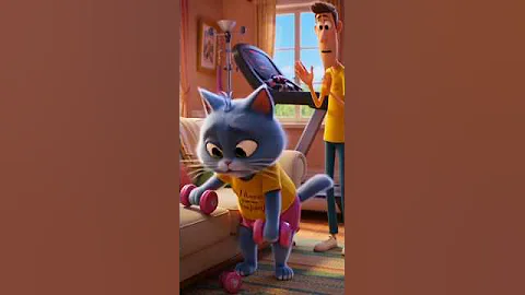 Video 11431661: cats catlover catlife, cat cartoon, fat cat, grey cat, cute fat cat, perfect pet, petted enjoying, funny pets