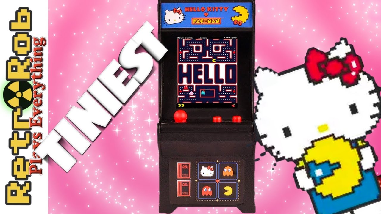 HELLO KITTY PAC-MAN Tiny Arcade Game Mini Joystick Electronic Toy Doll Desk NEW 