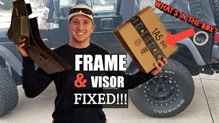 JEEP WRANGLER FRAME REPAIR - Sun Visor Fixed, and Unboxing (More