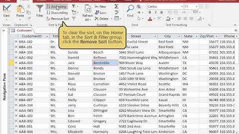 Access Chapter 1 Sorting Records in a Datasheet 8