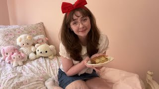 awkward girl eats cake ASMR