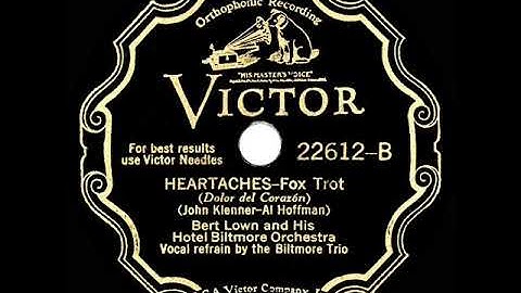 1931 Bert Lown - Heartaches (Biltmore Trio, vocal)