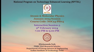 January 2024 - Atomic & Molecular Physics Problem Solving & Interaction Session Week 3