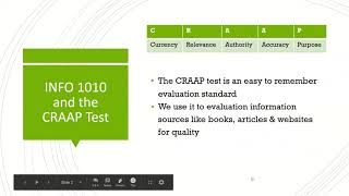 Evaluating data sets using the CRAAP test