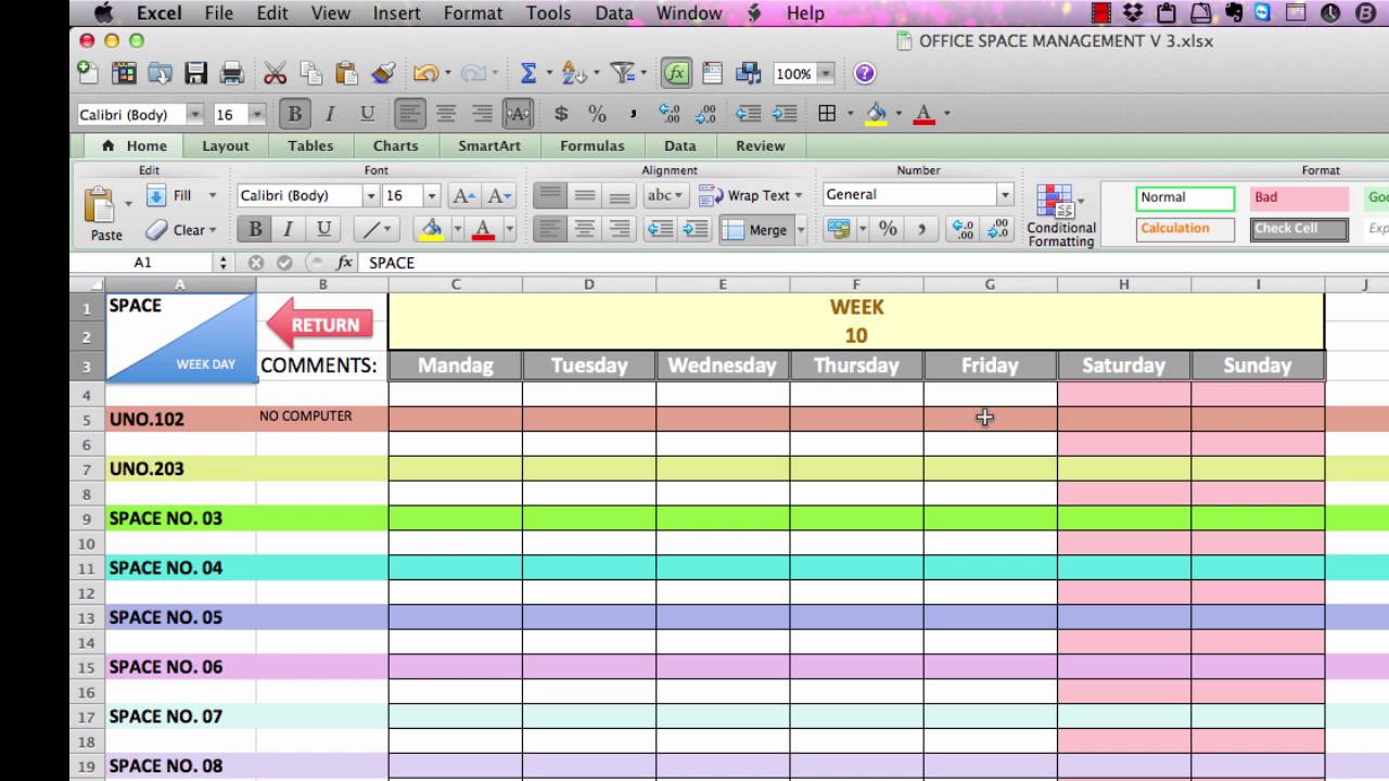 OFFICE SPACE MANAGEMENT 2020 SPREADSHEET LAYOUT YouTube