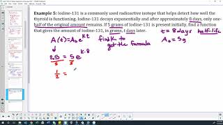 Math 1050 4-5 Video 6 example 5 radioactive decay