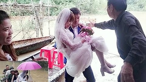 Tin tổng hợp - Chú rể đi thuyền, lội nước bế cô dâu gây thiện cảm dư luận