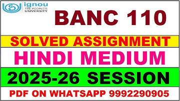 BANC 110 solved assignment 2025-26 in Hindi || banc 110 solved assignment 2026 || banc110 2025-26