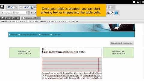 Creating tables in RVSiteBuilder 5