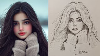 How to draw a girl face step by step / Easy drawing /  white Loomis